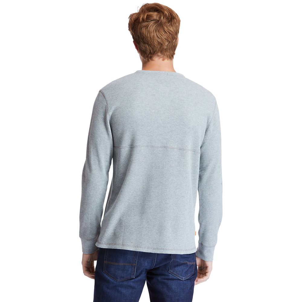 Camisa Timberland Hombre Wharf River Waffle-Knit Henley Gris - Chile PVJ-309465